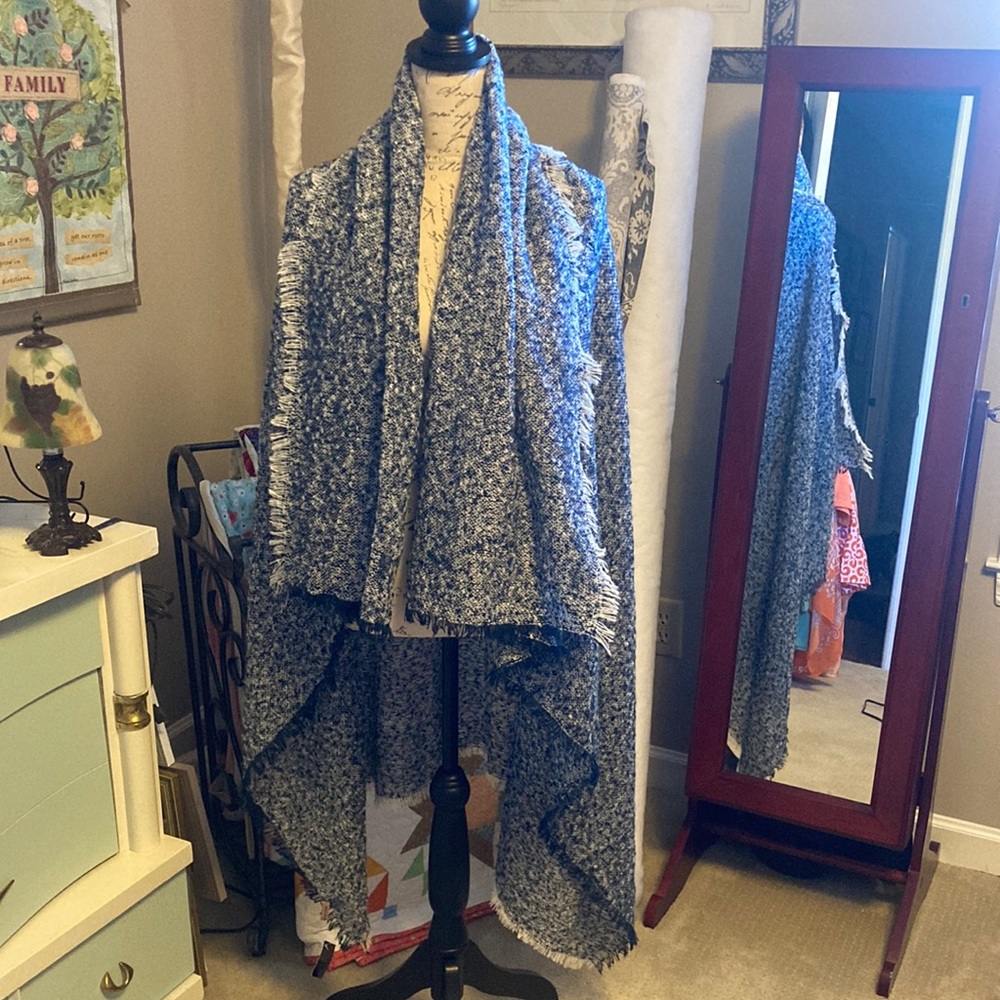 Scarf Wrap Blue/white 57 x 59